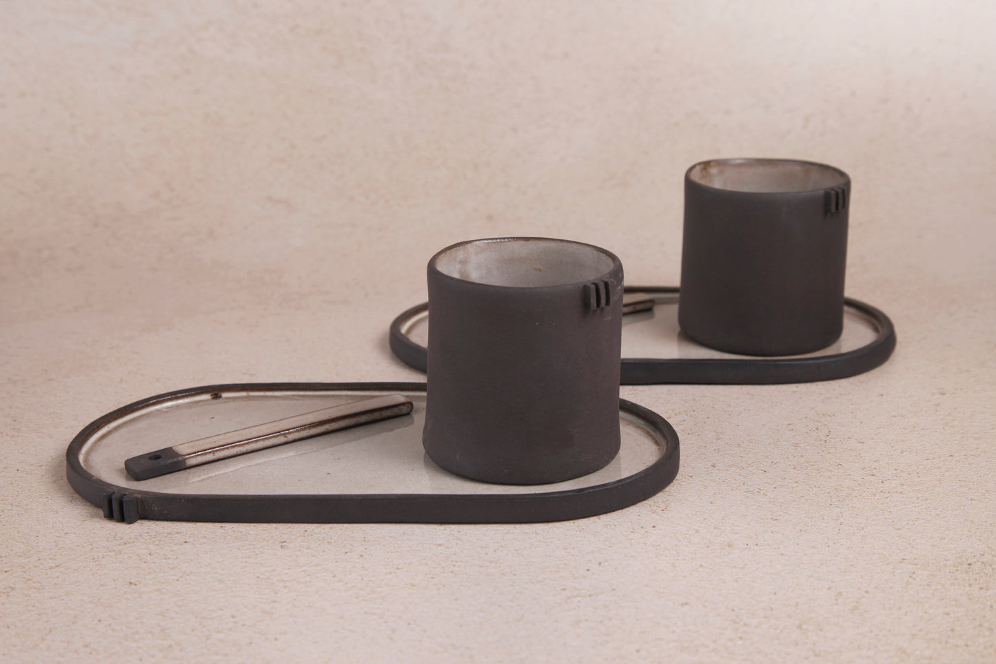 Breakfast tray in black and white - cup and saucer